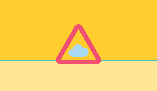 En tecknad bild på en varningsskylt med ett moln på