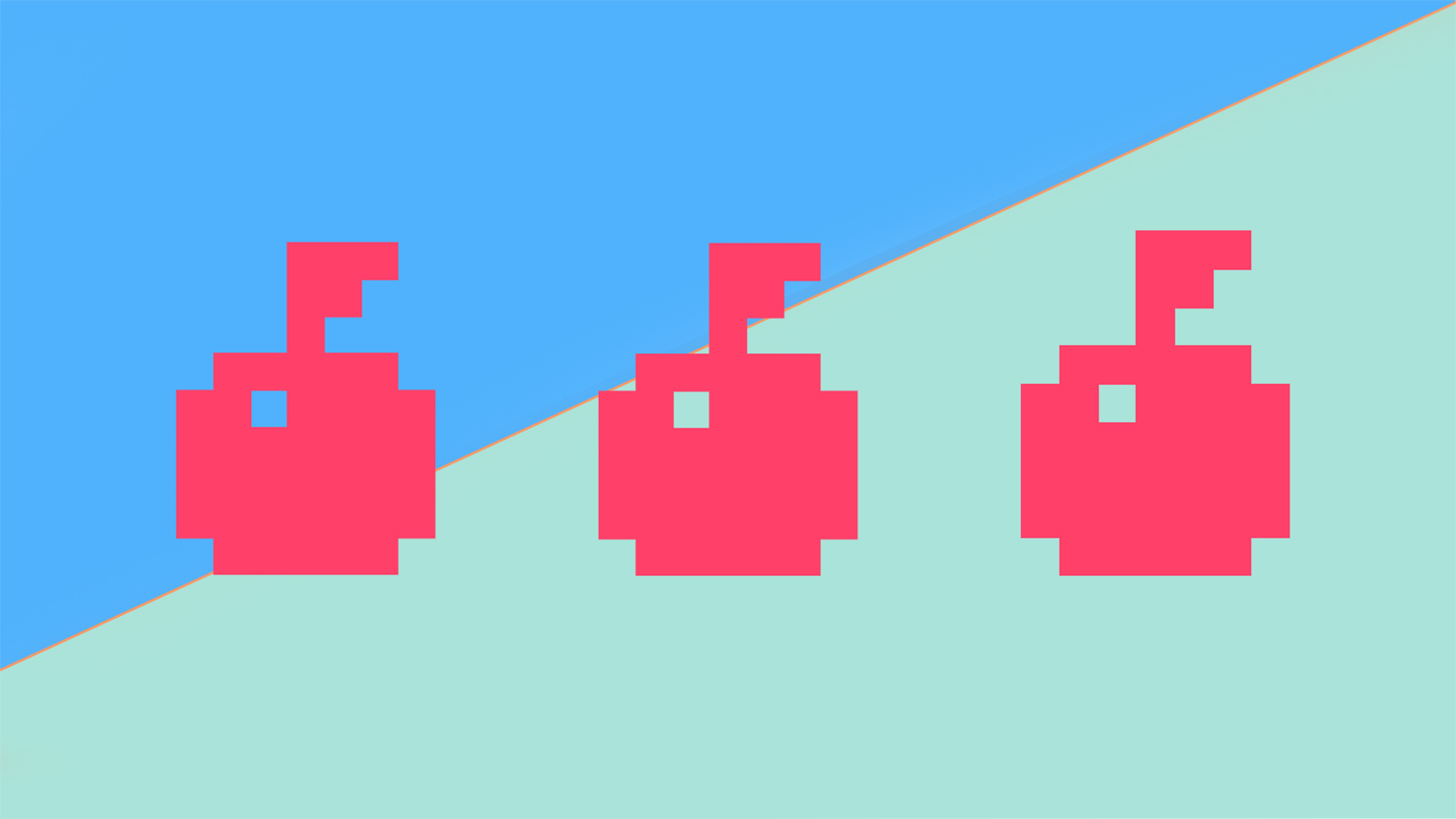 illustration med pixlade äpplen