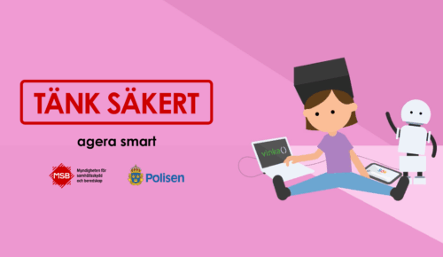 Tänk Säkert kampanjlogotyp och logotyper från MSB och Polisen