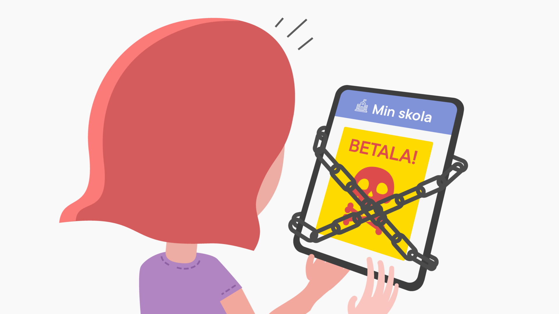 barn med lärplatta som låst pga en ranesome-ware attack