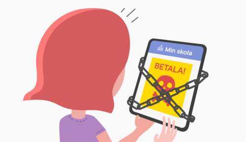 barn med lärplatta som låst pga en ranesome-ware attack